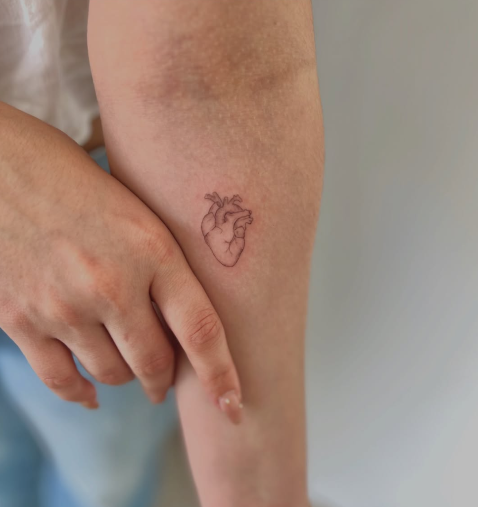 Tatuaje Fine Line Corazón Anatómico